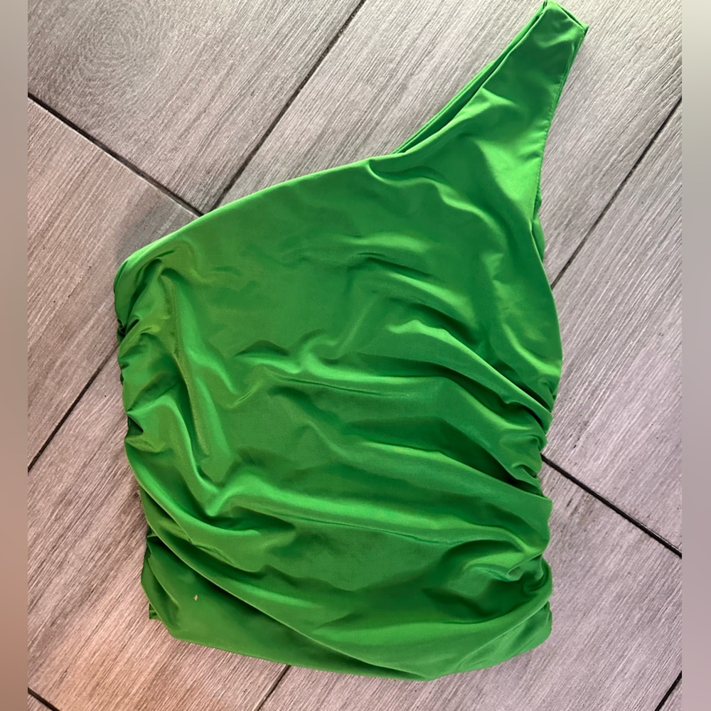 One shoulder green Top / swim  top  size XS